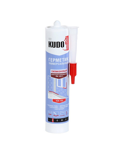 Герметик силиконовый, универсальный, KUDO, KSK-106, 280 мл, шоколадно-коричневый, нейтральный