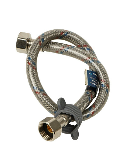 Подводка для воды 1/2"х0.5 м, г-г, сталь, полимер, Stemix