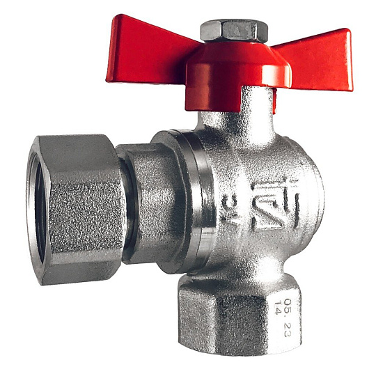 Кран для бытовых приборов, 1/2'', с накидной гайкой, угловой, STI