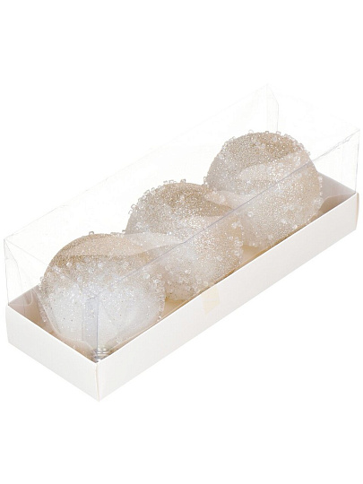 Елочный шар 3 шт, шампань, 8 см, пластик, SYKCQA-012016