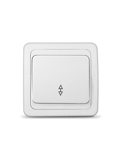 Выключатель скрытой установки, одноклавишный, без заземления, 10 А, пластик, белый, проходной, UNIVersal, Валери, В0025