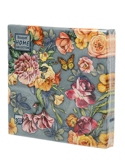 Салфетки бумажные Home Collection Classic, Красивые цветы, 20 шт, 3 слоя, 33х33 см, 25333