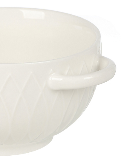 Бульонница фарфор, 4 шт, 650 мл, металлическая подставка, Золотая линия, ТМ Глория, 202480, белая