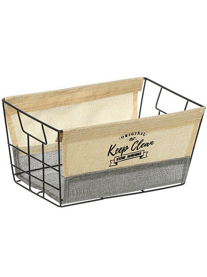 Корзина для хранения, 30х20х15 см, прямоугольная, серо-бежевая, A290101