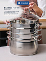 Мантоварка нержавеющая сталь, 28 см, 9.8 л, 4 секции, Daniks, крышка стекло, индукция, металлические ручки, GS-01372-284ST - фото 6