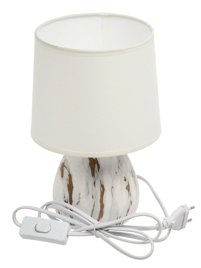 Светильник настольный E14, 40 Вт, белый с золотым, абажур белый, Rivoli, Damaris, D7037-501, керамика