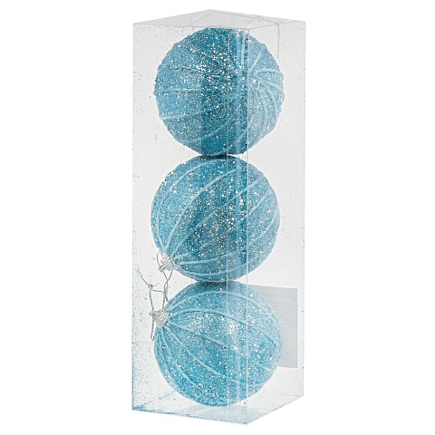 Набор елочных украшений 3 шт, голубой, 8 см, SYPMQA-102126