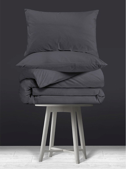 Постельное белье 2-спальное, простыня 200х216 см, 2 наволочки 50х70 см, пододеяльник 175х215 см, Silvano, поплин, Графит