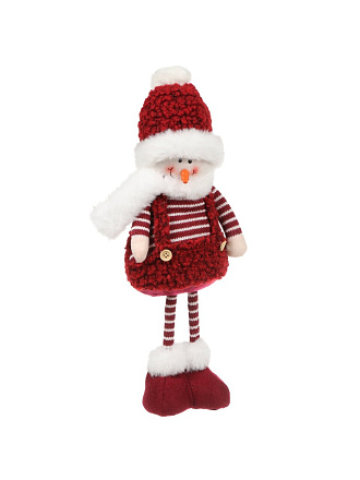 Фигурка декоративная полимер, Снеговичок, 20х11х42 см, красно-белая, Y4-9521