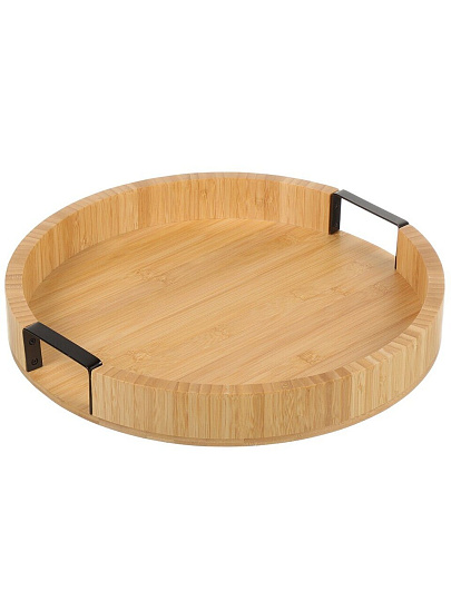 Поднос бамбук, 38.7х5.3 см, круглый, с ручками, ST01438B1
