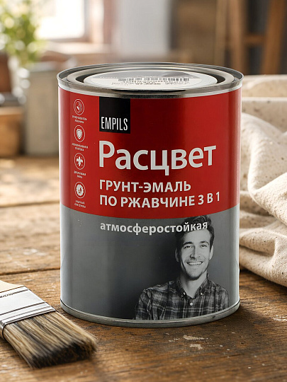 Грунт-эмаль Расцвет, по ржавчине, алкидная, серая, 0.9 кг