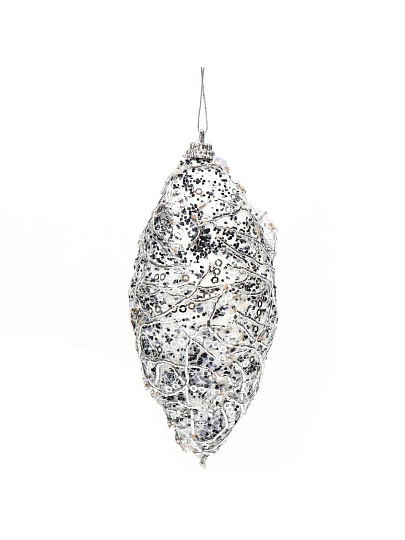 Елочный шар серый, 11.5х6 см, SYPMPB--1121135