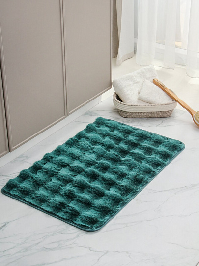 Коврик для ванной, 0.5х0.8 м, полиэстер, сине-зеленый, Silvano, Ангора, Y4-11477
