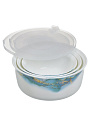 Салатник стеклокерамика, круглый, 3 шт, 9 см, 19,16,14 см, 0.5,0.8,1.4 л, с крышкой, Флюид, Daniks, синий - фото 4