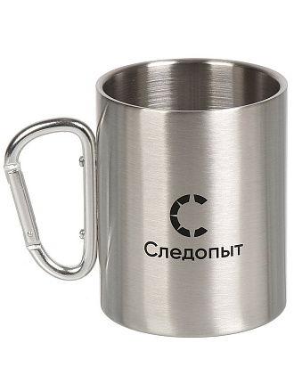 Кружка изотермическая походная, нержавеющая сталь, 0.45 л, с ручкой-карабином, Следопыт, PF-CWS-P129