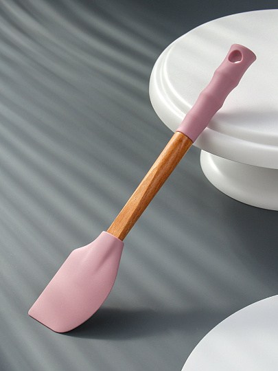 Лопатка кулинарная силикон-бамбук, см, навеска, Daniks, розовый мусс, Y4-9599