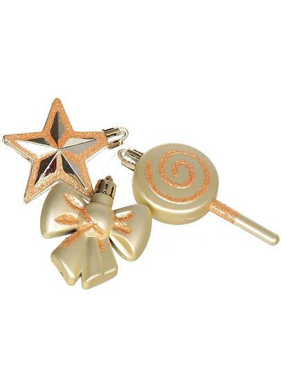 Елочный шар Бантик, звездочка, леденец, 3 шт, пластик, SYQD-012187