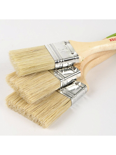 Набор кистей Bartex, Стандарт, 3 шт, 38, 50, 63 мм, натуральная щетина, рукоятка дерево