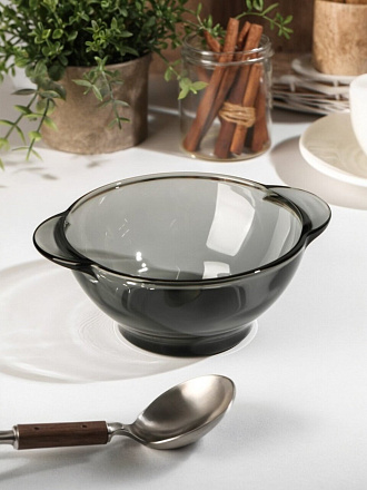 Бульонница стекло, 510 мл, с ручкой, Basilico, 62507-12, дымчатая