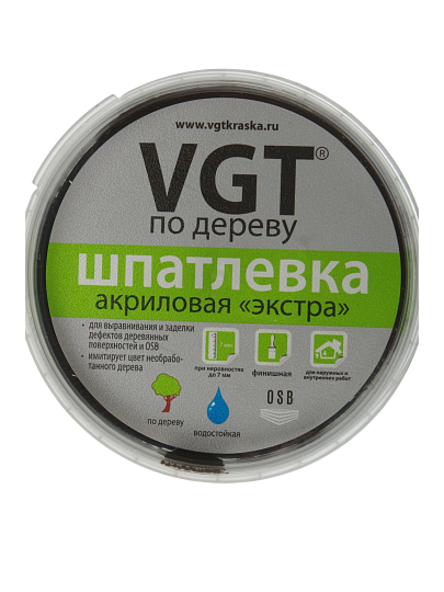 Шпатлевка VGT, Экстра, акриловая, по дереву, для внутренних работ, венге, 0.3 кг