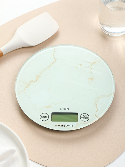 Весы кухонные электронные, Rion, флюид бежевый, стекло, до 5 кг