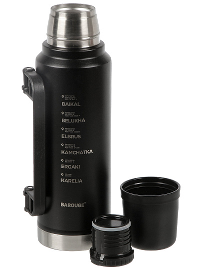 Термос нерж, 1.2 л, универс.горл, Barouge, колба нерж, ручк склад, черн, BT-430F
