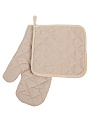 Набор кухонный 2 шт, варежка 30х17 см, прихватка 20х20 см, 100% полиэстер, бежевый, B180063 - фото 3