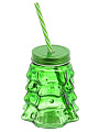 Стакан 580 мл, стекло, Daniks, Елка, с трубочкой, зеленый - фото 3