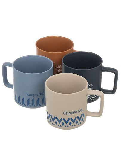 Набор кружек фарфор, 4 шт, 350 мл, Этюд, Jewel, ПС0046-22