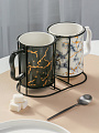 Набор чайный керамика, 2 шт, 400 мл, на подставке, B060534, металлическая подставка