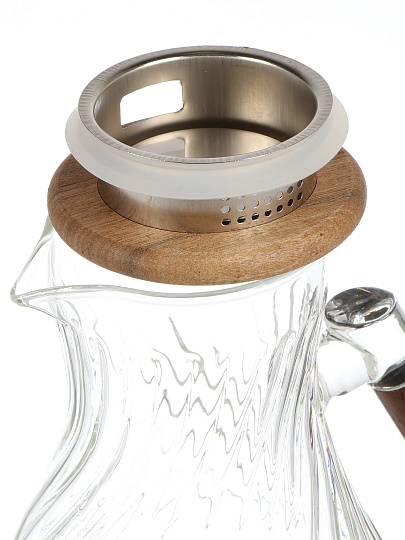 Кувшин боросиликатное стекло, 1.8 л, медовый, дерев ручка, крышка-фильтр, Y4-11030
