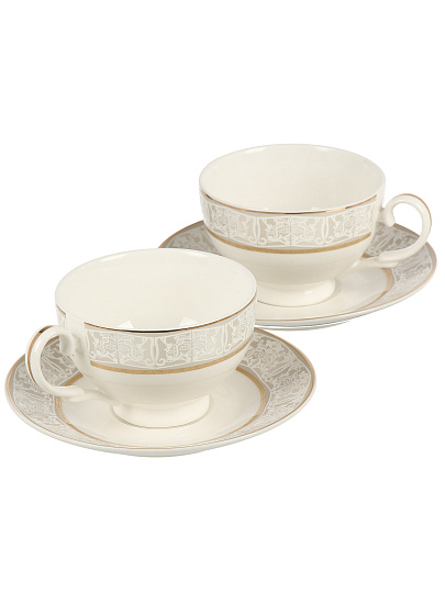 Набор чайный фарфор, 4 предмета, на 2 персоны, 300 мл, Lefard, Свадебный, 115-369, подарочная упаковка