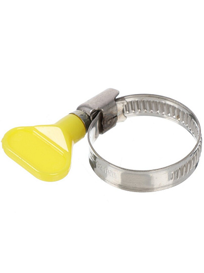 Хомут обжимной червячный с барашком, 20-32 мм, нержавеющая сталь, 5 шт, индивидуальная упаковка, Grandy