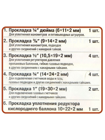 Набор прокладок сантехнических 13 шт, 1/4&quot;-1&quot; 1/2, фторопласт, белый, СантехКреп, Сантехник №17, 2.7.17.