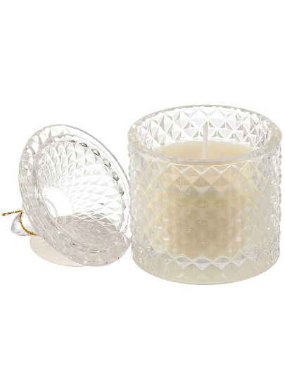 Свеча ароматическая, 10х6 см, в банке, прозрачный/белая, воск, аромат в ассортименте, А030148