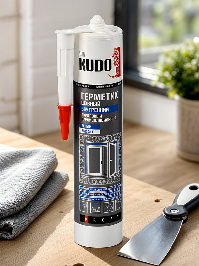 Герметик акриловый, внутренний, KUDO, Proff, SMК-311, 280 мл, шовный, белый