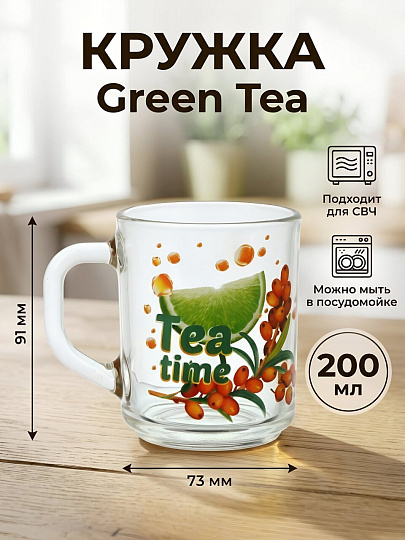 Кружка стекло, 200 мл, Green Tea Время чая, ОСЗ, С1335