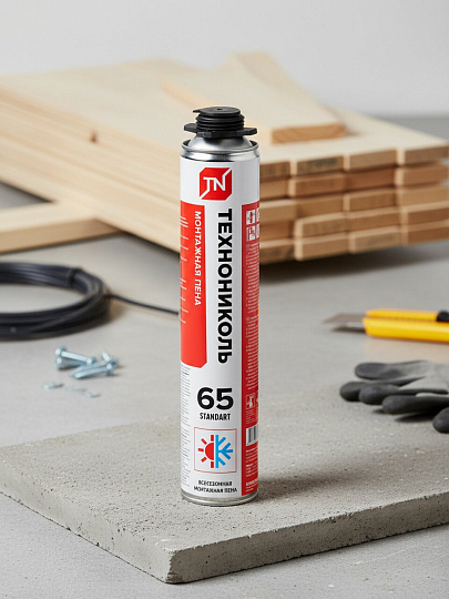 Пена монтажная Технониколь, Standart, профессиональная, 65 л, 1 л, всесезонная, 069407