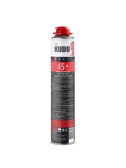 Пена монтажная KUDO, Fire Proof 45+, профессиональная, 45 л, 1 л, 900 г, огнестойкая, всесезонная, KUPPF10U45+