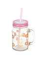 Банка для напитков стекло, 450 мл, с крышкой, с трубочкой, Y4-2809, в ассортименте - фото 3