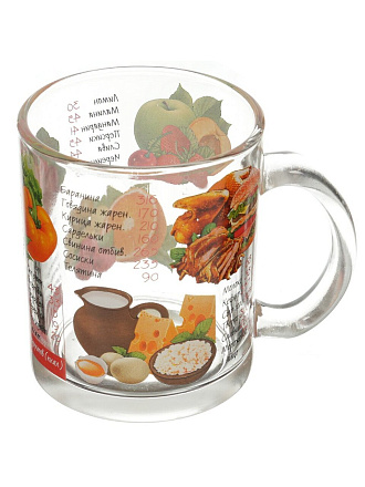Кружка стекло, 300 мл, Таблица калорий, Декостек, 208-Д