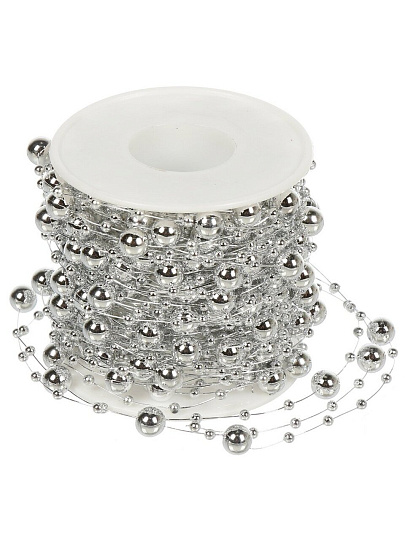 Бусы новогодние 1500 см, серебро, Капли росы, Y4-9348