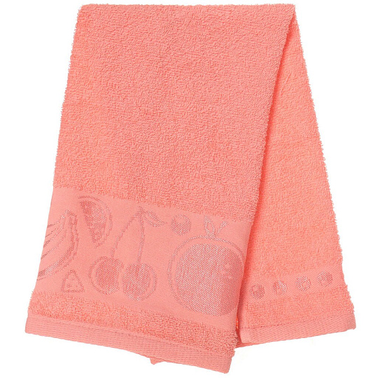 Полотенце кухонное махровое, 35х60 см, Вышневолоцкий текстиль Жаккардовый бордюр розово-персиковое