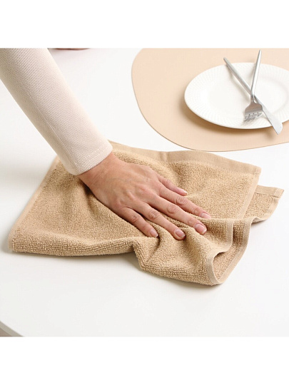 Набор полотенец кухонных 2 шт, 30х50 см, махровый, 100% хлопок, 400 г/м2, Silvano, Листья, бежевый, Узбекистан