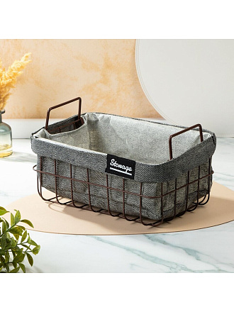 Корзина для хранения, 30х20х13 см, прямоугольная, серая, A290118