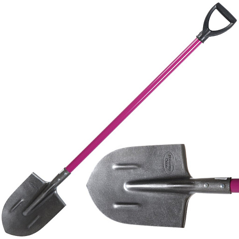 Лопата штыковая, рельсовая сталь, черенок алюминиевый, с рукояткой, с ребром жесткости, высший сорт