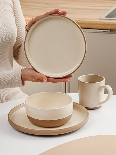 Сервиз столовый керамика, 16 предметов, на 4 персоны, Jewel, Латте, ПС0007-53