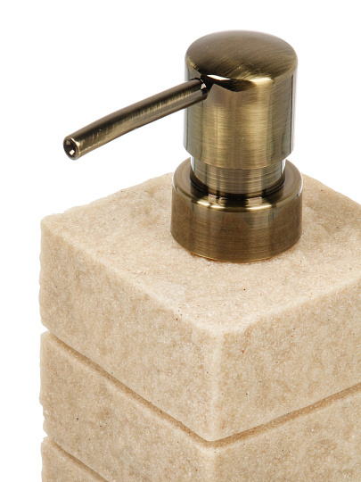 Дозатор для жидкого мыла Камень, полистоун, 7.4x7.4x13.5х19 см, беж, BRE0985AA-LD