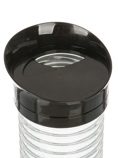 Банка для сыпучих продуктов, стекло, 0.85 л, с пластиковой крышкой-дозатором, Рифленая, 626-929, черная