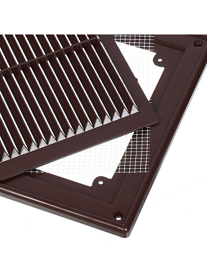 Решетка вентиляционная ABS пластик, разъемная, 250х250 мм, с сеткой, коричневая, Event, 2525Р